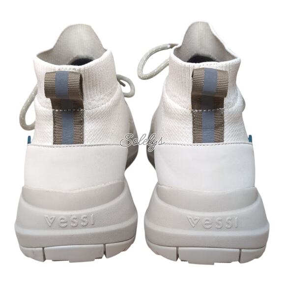 Vessi Stormburst High Womens 9 Dune Beige Waterproof DymaTex Knit Sneaker Boot - Picture 7 of 13